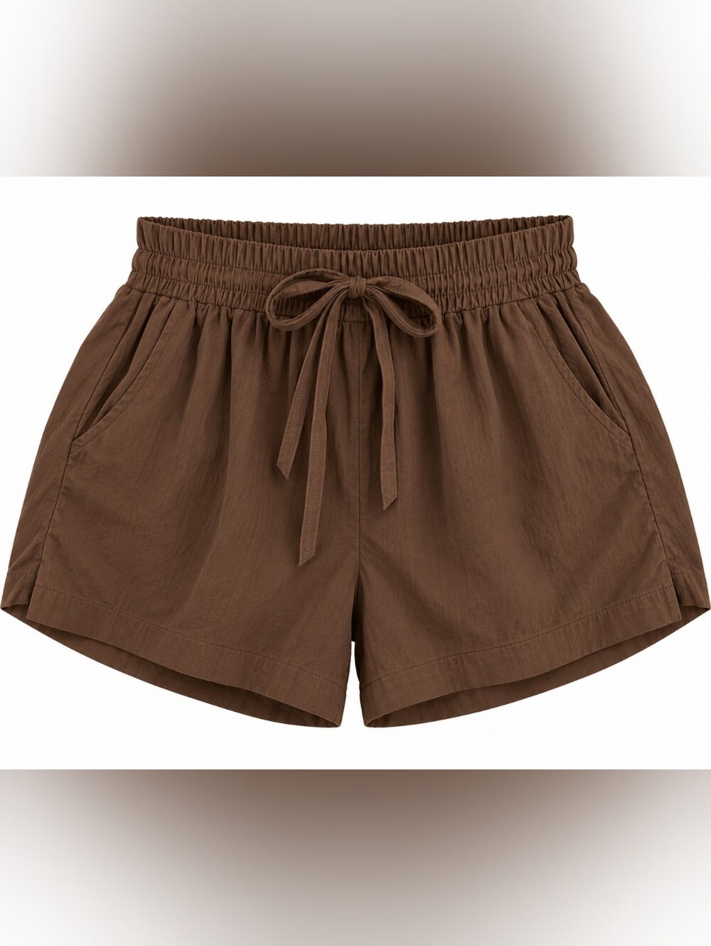 Women's Brown Drawstring Elastic Waist Shorts